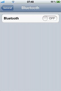Press the indicator next to Bluetooth.Depending on the current setting, the function is turned on or off.