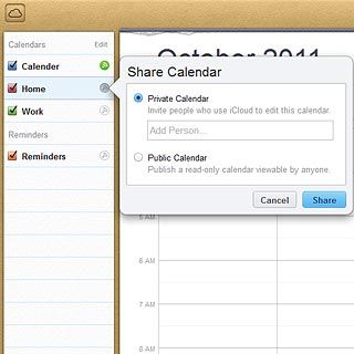 Select Private Calendar or Public Calendar.
