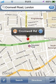 The selected destination is displayed as a point on the map.