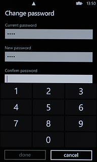 Press the field below Confirm password and key in the new phone lock code again.