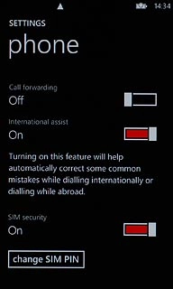 Press the indicator next to Call forwarding to select On