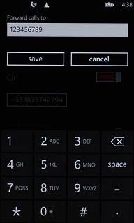 Key in the required number and press save.A request to turn on the setting is sent to the network.