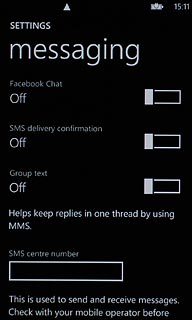 Press the indicator next to SMS delivery confirmation.Depending on the current setting, the function is turned on or off.