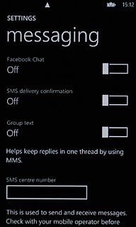 Press the field below SMS centre number.
