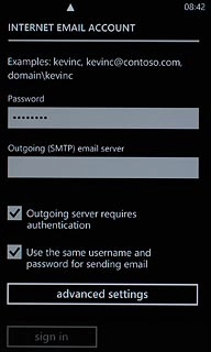 Press the field below Outgoing (SMTP) email server and key in the name or IP address of your email provider's outgoing server.