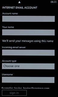 Press the field below Account name and key in a name for your email account (such as Private or Work).