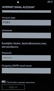 Press the field below Username and key in the username for your email account at your email provider.