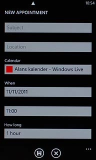 Press Subject and key in a subject for the appointment.Follow the instructions on the display to key in more information, such as time, location and reminder.