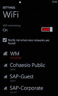 Press the indicator next to WiFi networking to select On
