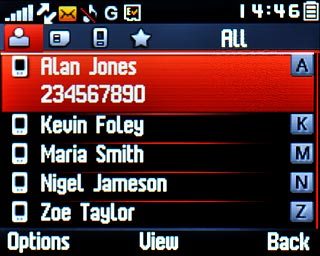 Highlight the required contact and press the Navigation key.