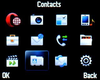 Scroll to Contacts and press the Navigation key.