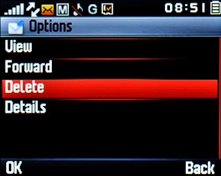 Scroll to Delete and press the Navigation key.
