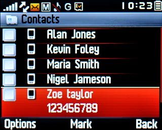 Highlight the required contact and press the Navigation key.