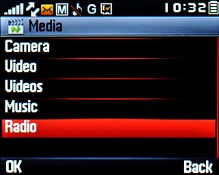 Scroll to Radio and press the Navigation key.