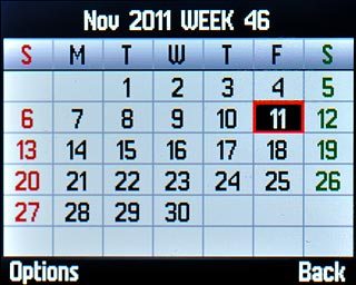 Highlight the required date and press the Navigation key.