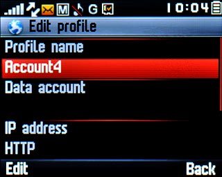 Highlight the field below Profile name and press Edit.