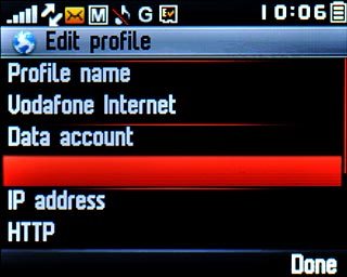 Highlight the field below Data account and press the Navigation key.