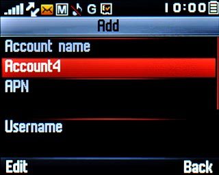 Highlight the field below Account name and press Edit.