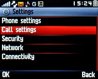 Scroll to Call settings and press the Navigation key.