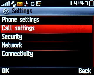 Scroll to Call settings and press the Navigation key.