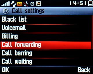 Scroll to Call forwarding and press the Navigation key.