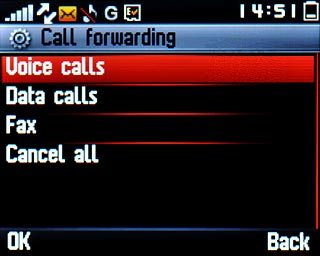 Scroll to Voice calls and press the Navigation key.