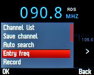 Scroll to Entry freq and press the Navigation key.