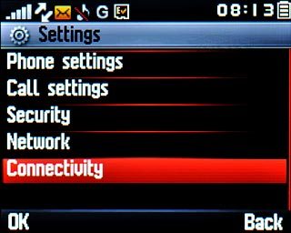 Scroll to Connectivity and press the Navigation key.