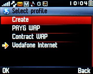 Scroll to Create and press the Navigation key.
