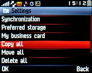 Scroll to Copy all and press the Navigation key.