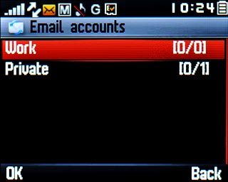 Scroll to the required email account and press the Navigation key.An email message containing the picture or video clip is created.