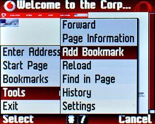 Scroll to Add Bookmark and press the Navigation key.