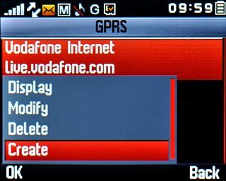 Scroll to Create and press the Navigation key.