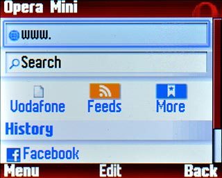 Highlight the address bar at the top of the display and press the Navigation key.