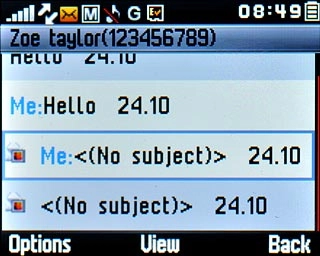 Highlight the required picture message and press the Navigation key.