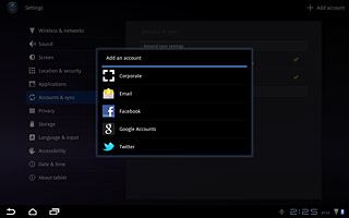 Press the required social network or the required email account and follow the instructions on the display to log on and retrieve contacts.