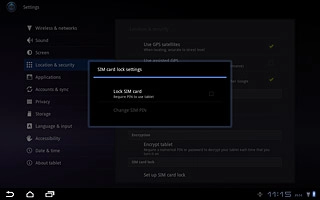 Press Lock SIM card to turn use of PIN on or off.