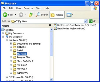 Go to the required folder in your computer's file system.