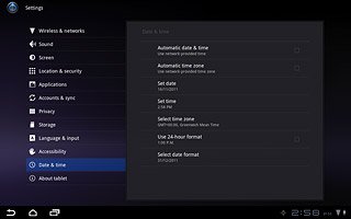 Press Automatic date & time to turn automatic date and time update on or off.