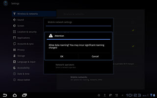 If you turn on data roaming:Press OK to confirm.