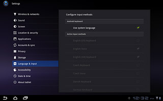 Press Use system language or the required language to turn it on or off.