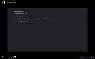 Press Word suggestion to turn word suggestion on or off: