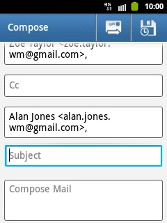 Press Subject.Key in a subject for the email message.