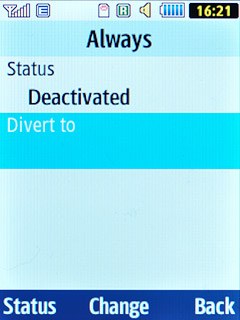Scroll to Divert to and press the Navigation key.