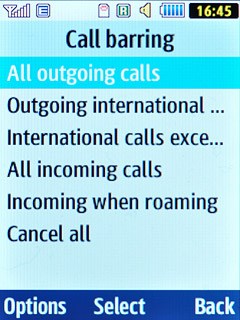 Highlight one of the following options:All outgoing calls