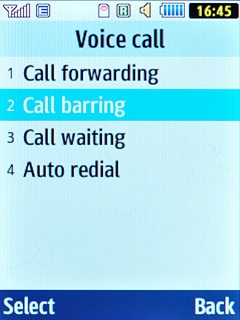Scroll to Call barring and press the Navigation key.