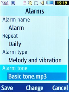 Scroll to Alarm tone and press the Navigation key.Go to the required folder.