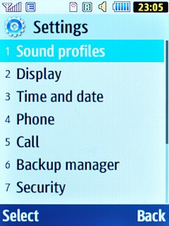 Scroll to Sound profiles and press the Navigation key.