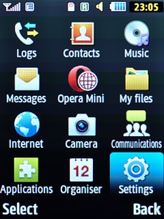 Scroll to Settings and press the Navigation key.