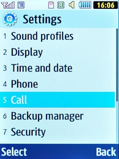 Scroll to Call and press the Navigation key.
